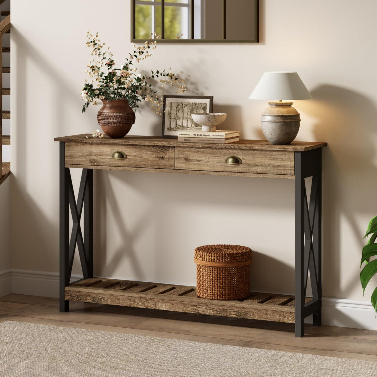 Farmhouse Console Table with Drawer D98655