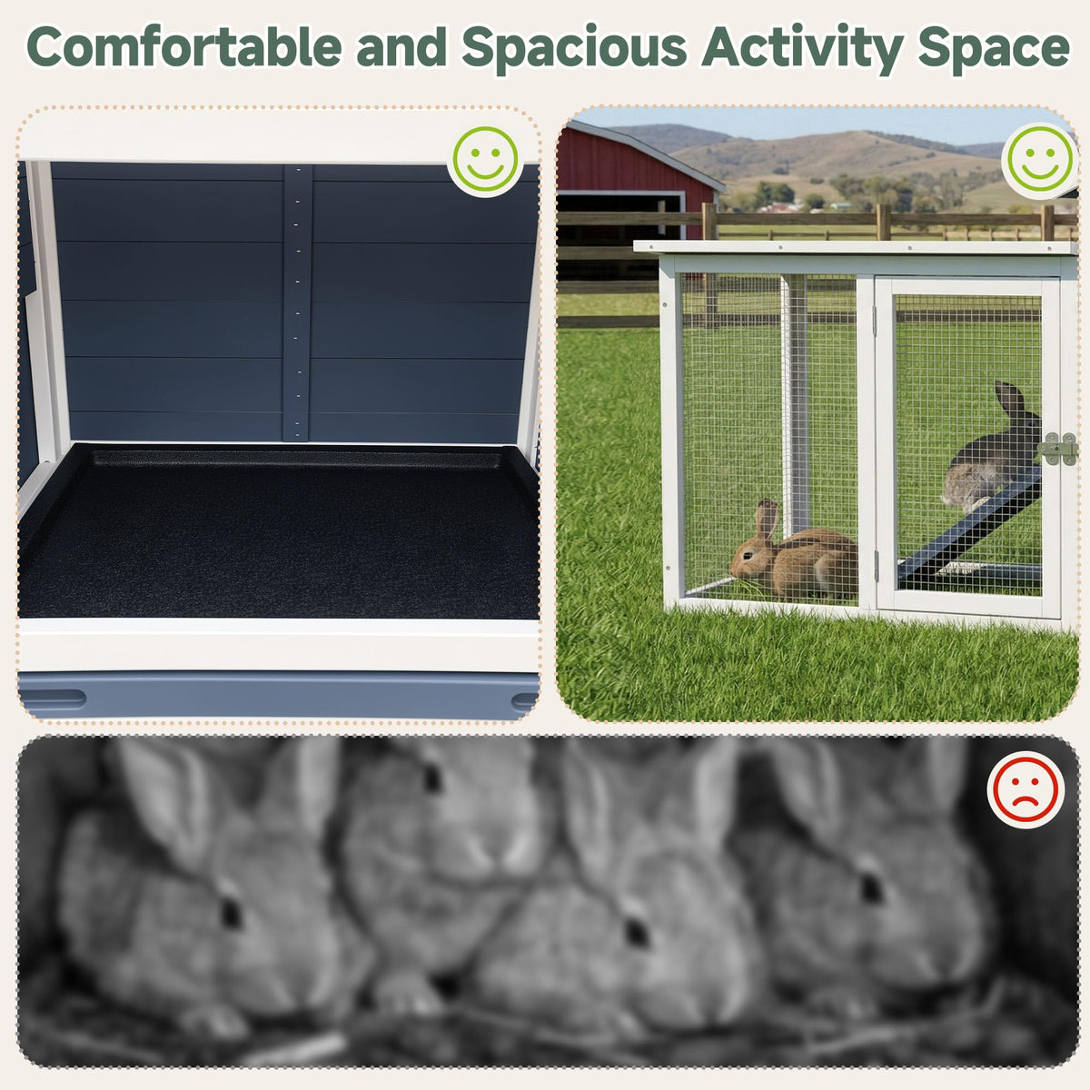 Wooden Rabbit Hutch with Pull-Out Cleaning Tray E954
