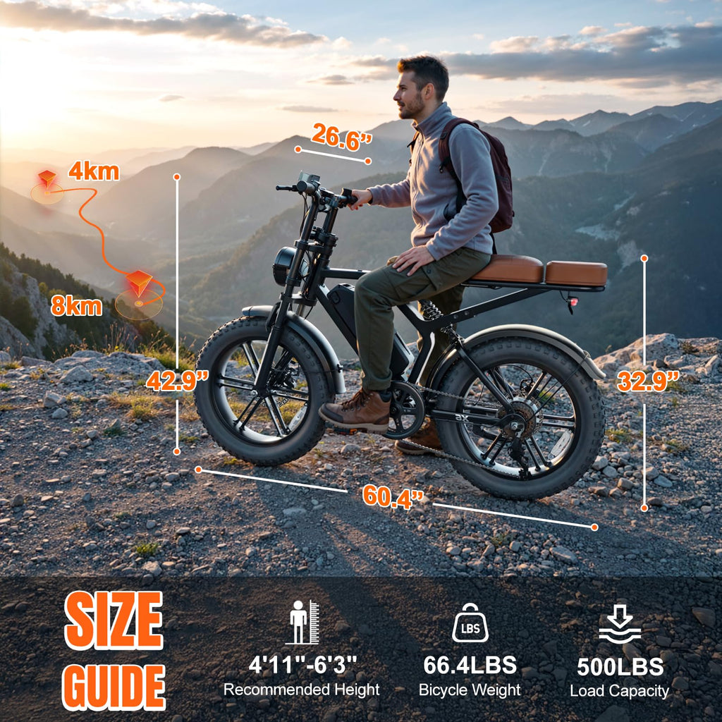 Electric Bike 48V 15 Ah Battery 2000W Peak Motor T8055
