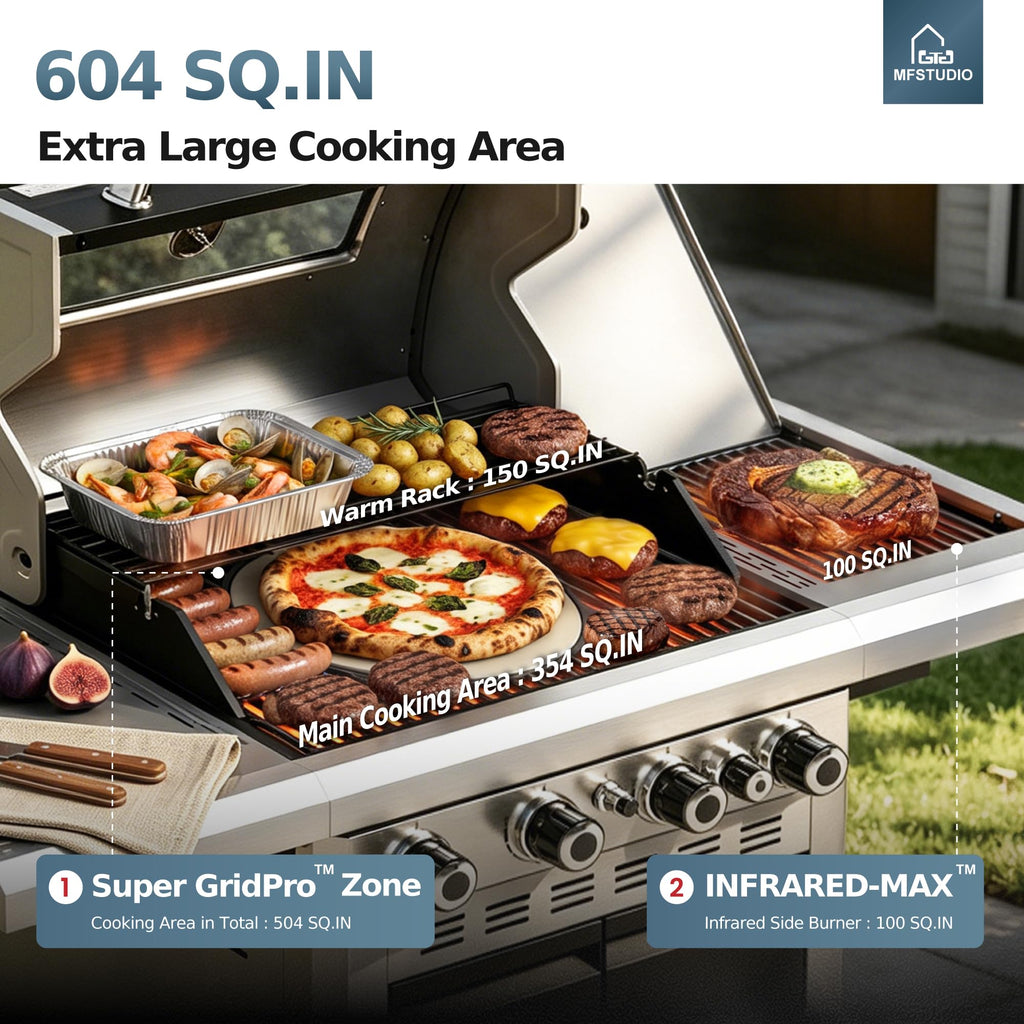 4 Burner Gas Grill with Infrared Side Burner Y383175