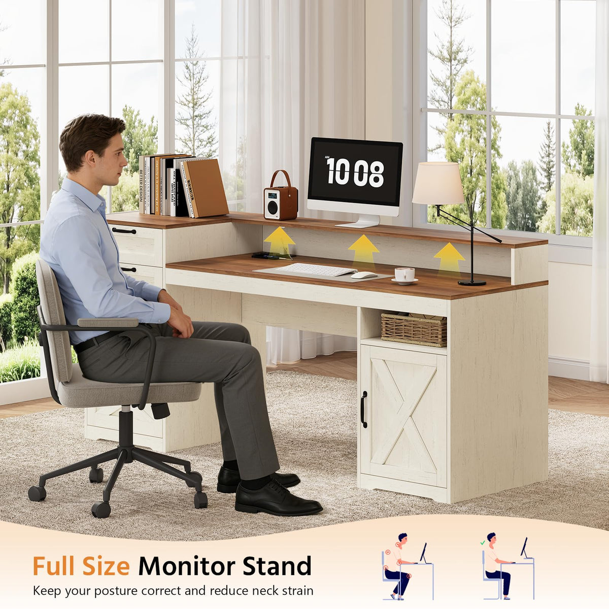 63" Computer Desk with 4 Drawers D245
