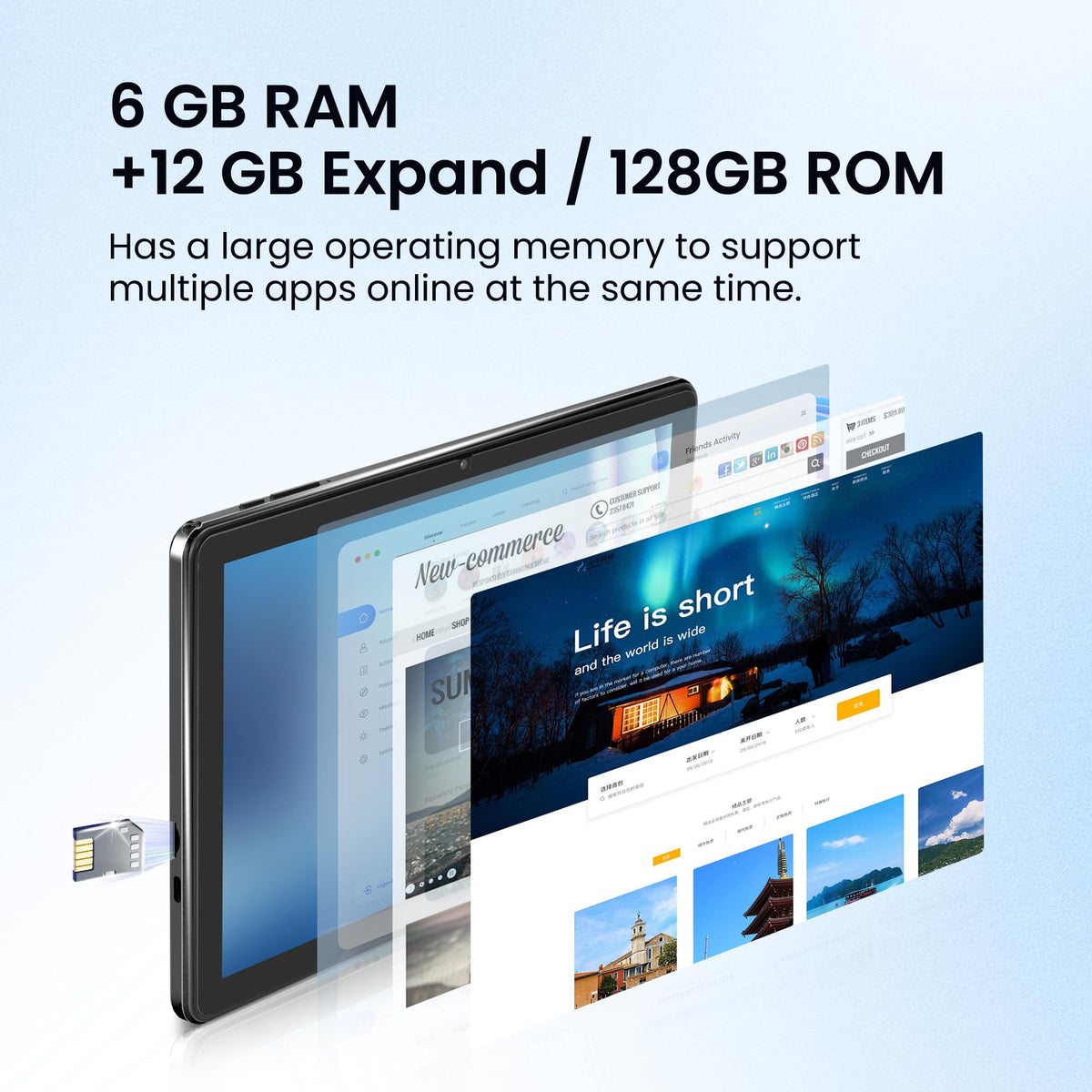 Android 15 Tablet, 10.1 Inch 18GB RAM 128GB ROM, 1TB Expandable, 1280 * 800 HD Display, 5G WiFi, BT5, 6000mAh Battery, GMS O647813