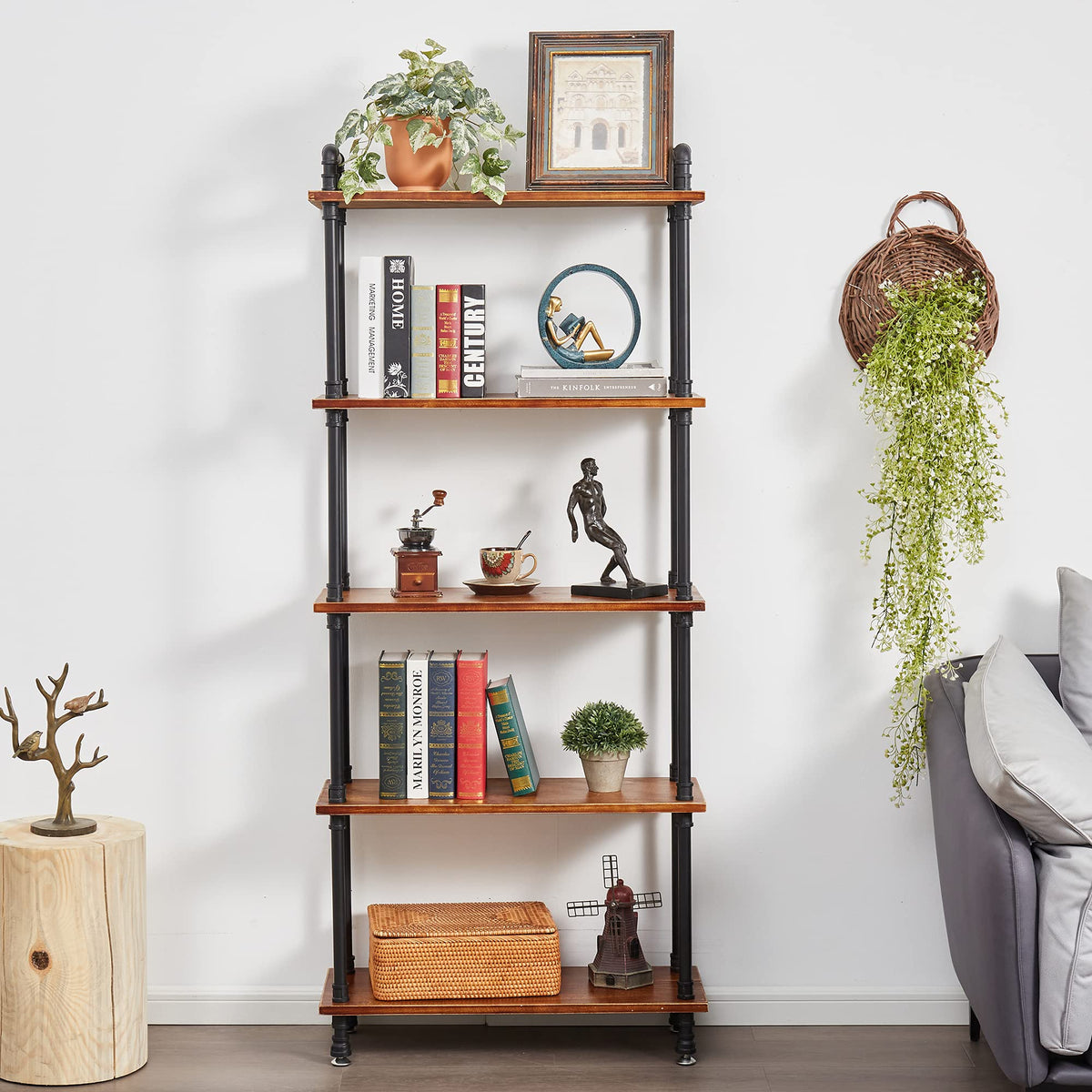 5 Tier Rustic Brown Bookshelf M19459