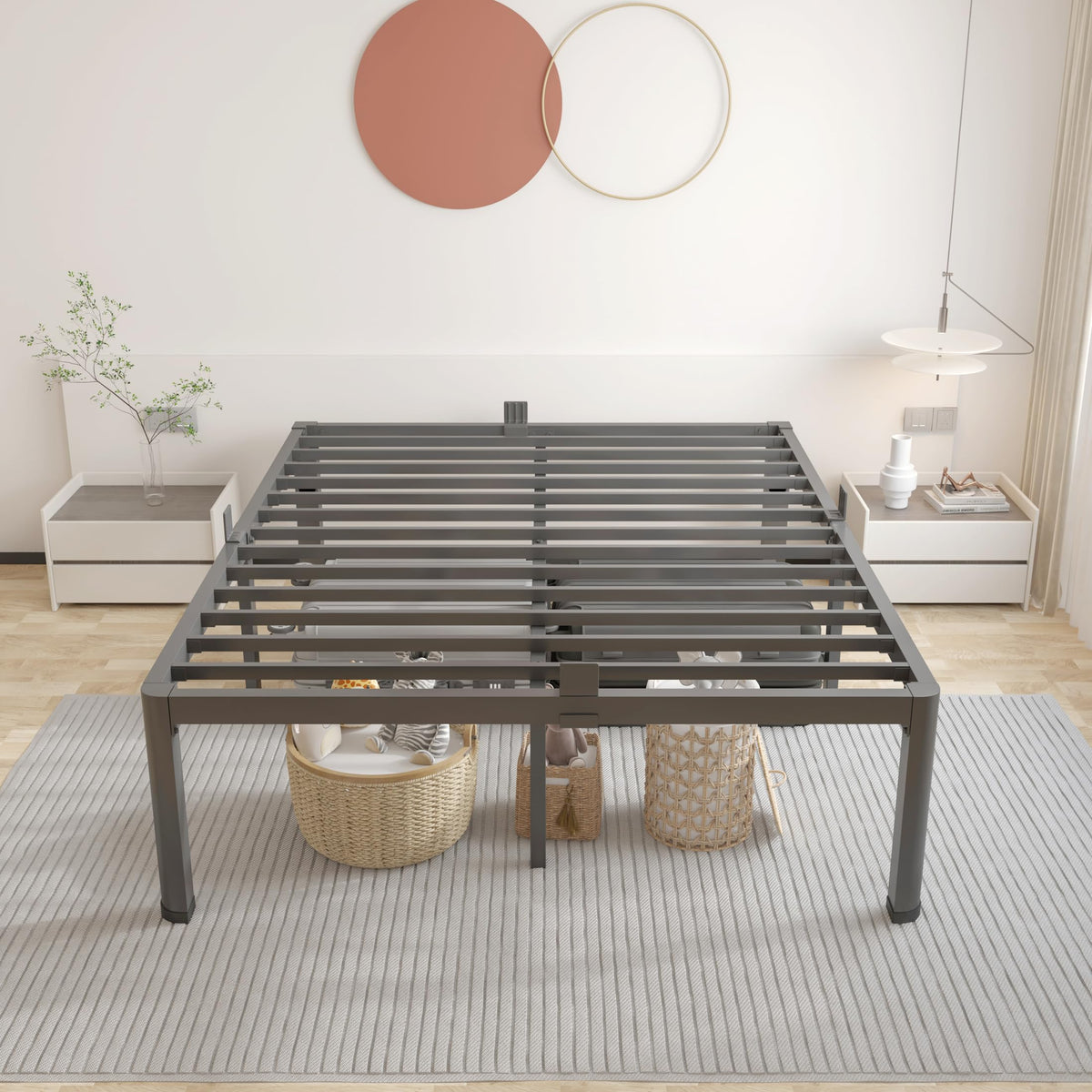 18 Inch Queen Bed Frame with Rounded Corner M8269