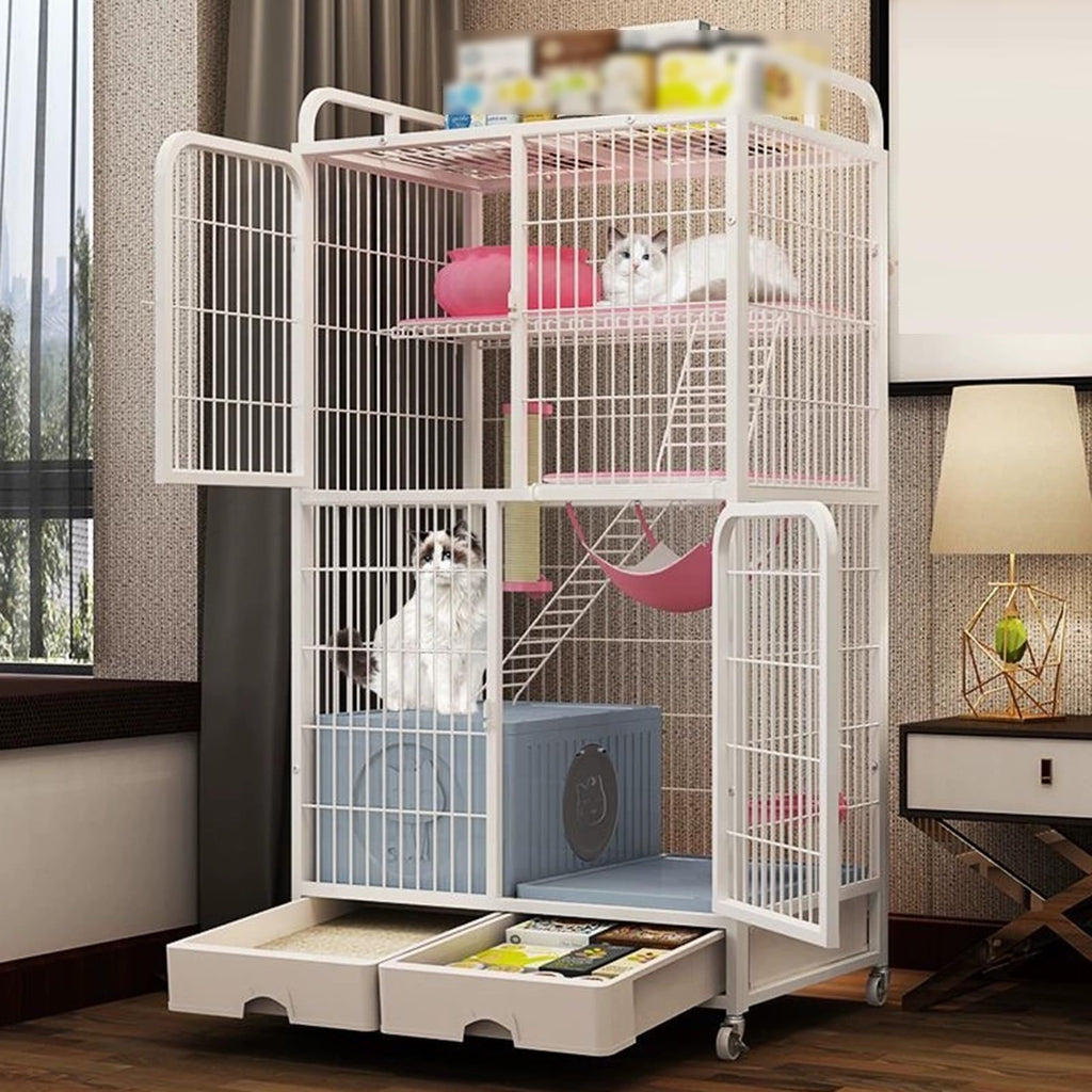 White 4 Tier Cat Cage with Litter Box N926