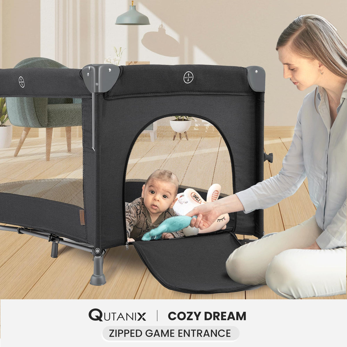 2-in-1 Pack and Play with Mattress, Bassinet and Playpen V565