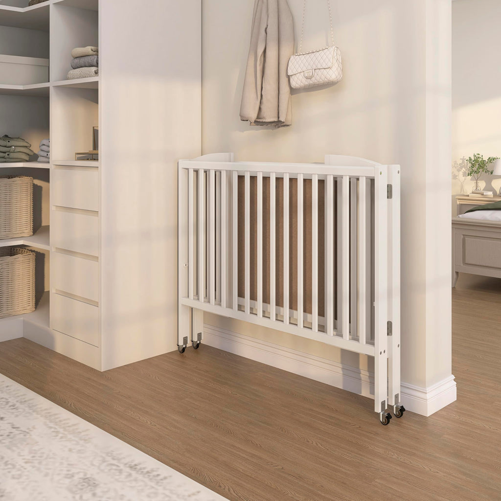 Full Size 2-in-1 Folding Baby Crib White U803