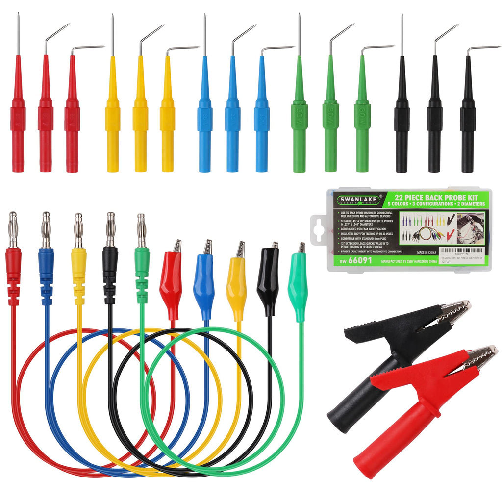 22-Piece Back Probe Kit with Test Leads and Alligator Clips D8963