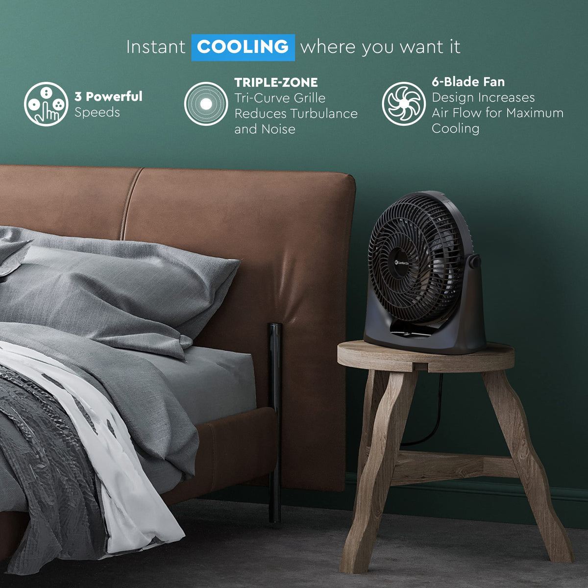9 inch 3-Speed Floor Fan with Wall-Mounting X8540