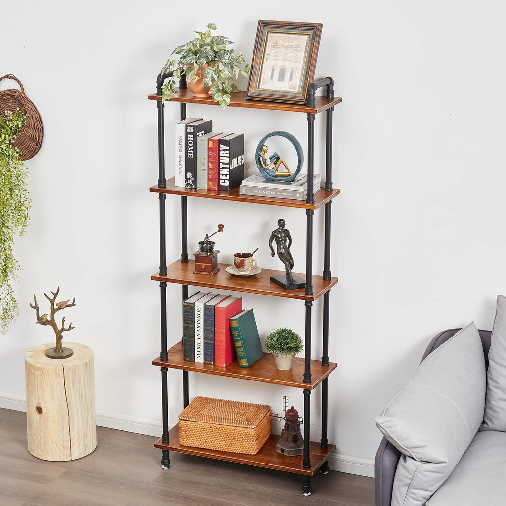 5 Tier Rustic Brown Bookshelf M19459