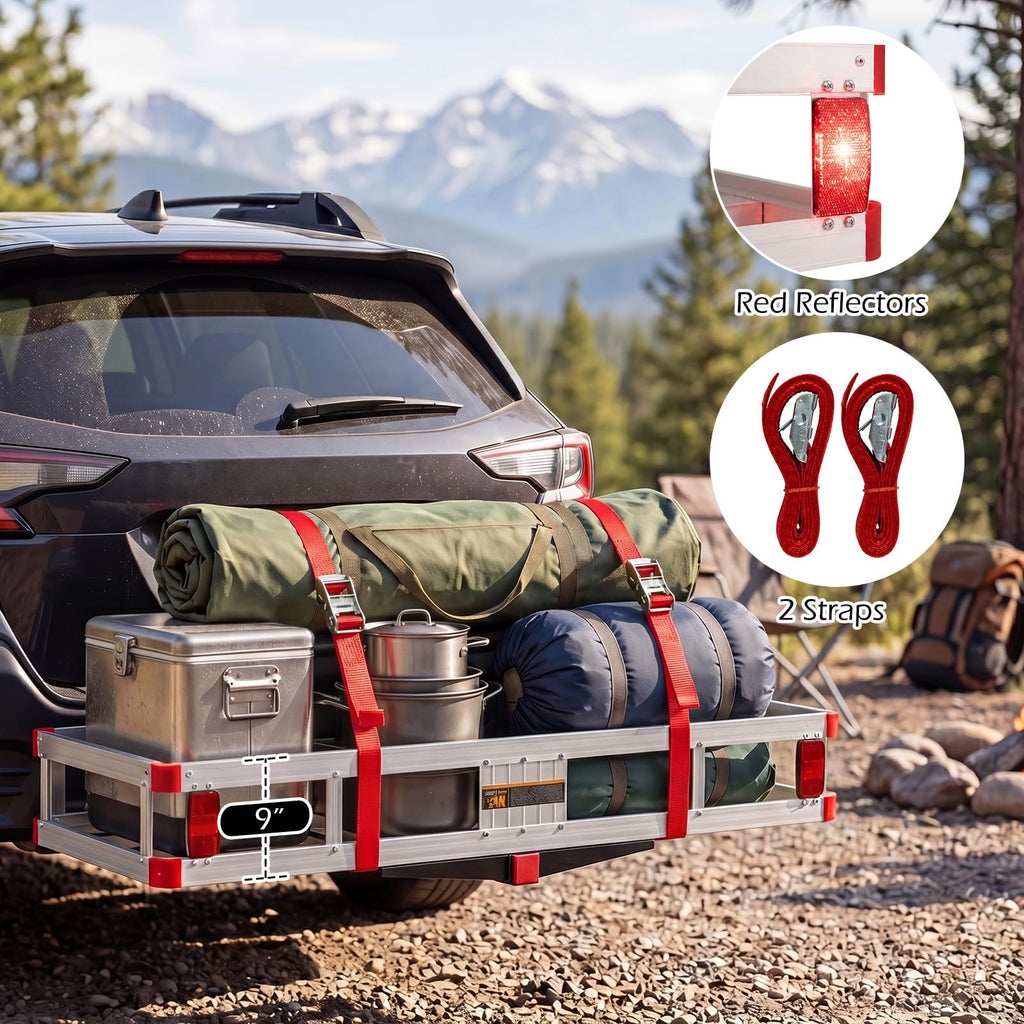 Aluminum Hitch Mount Cargo Carrier with 500LBS Capacity P723