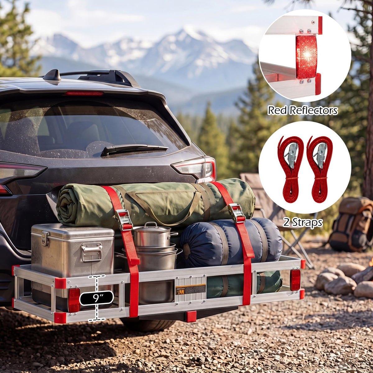 Aluminum Hitch Mount Cargo Carrier with 500LBS Capacity P723