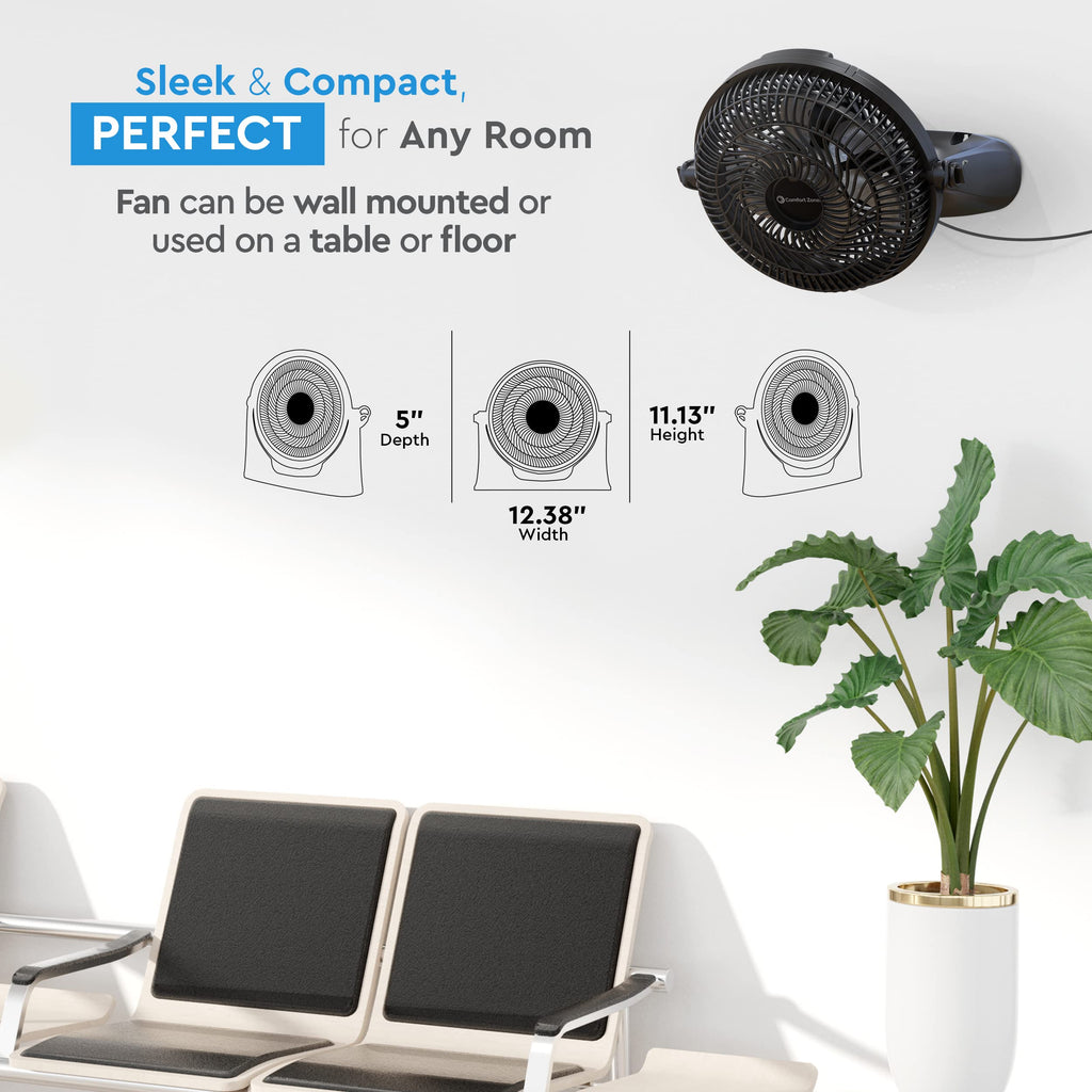 9 inch 3-Speed Floor Fan with Wall-Mounting X8540