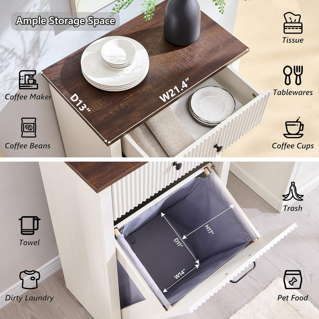 White Tilt Out Laundry Hamper Cabinet S735068