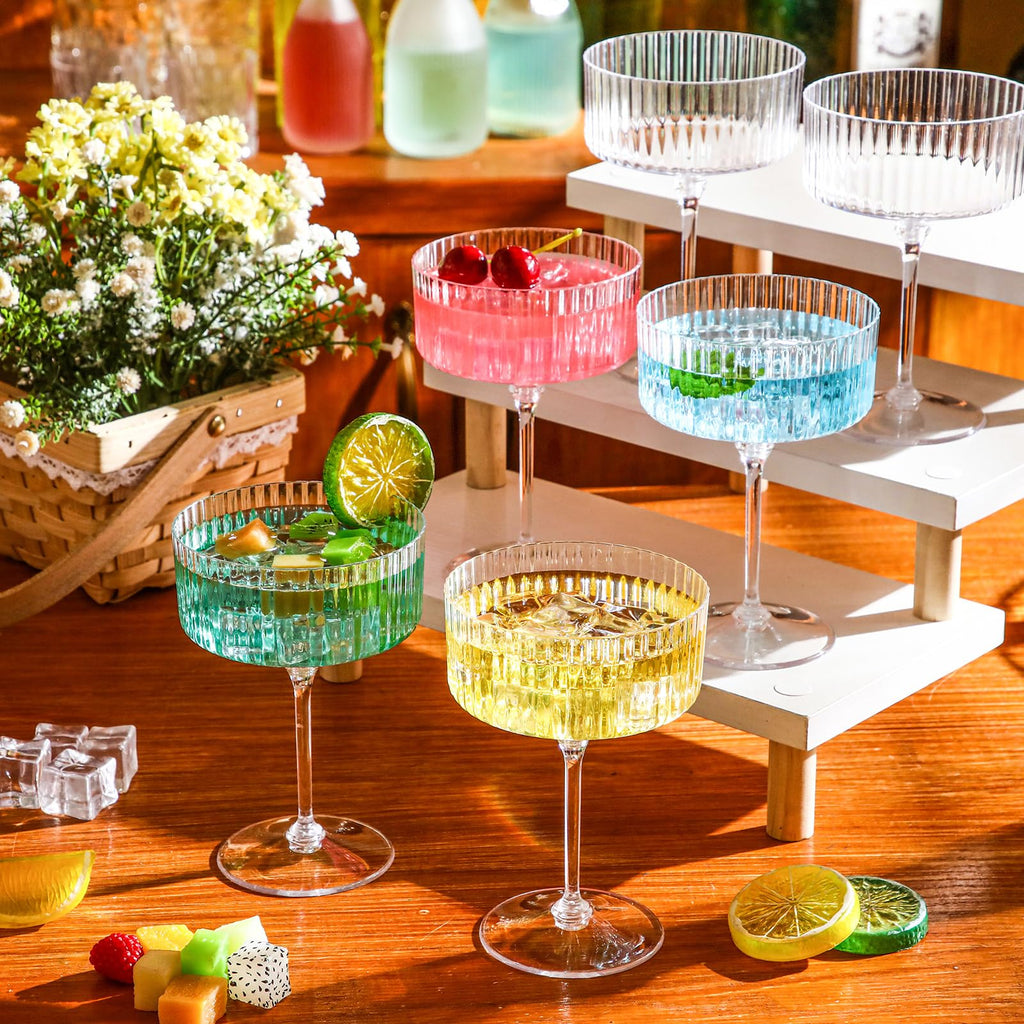 6 Pcs 10 oz Clear Plastic Martini Glasses G400