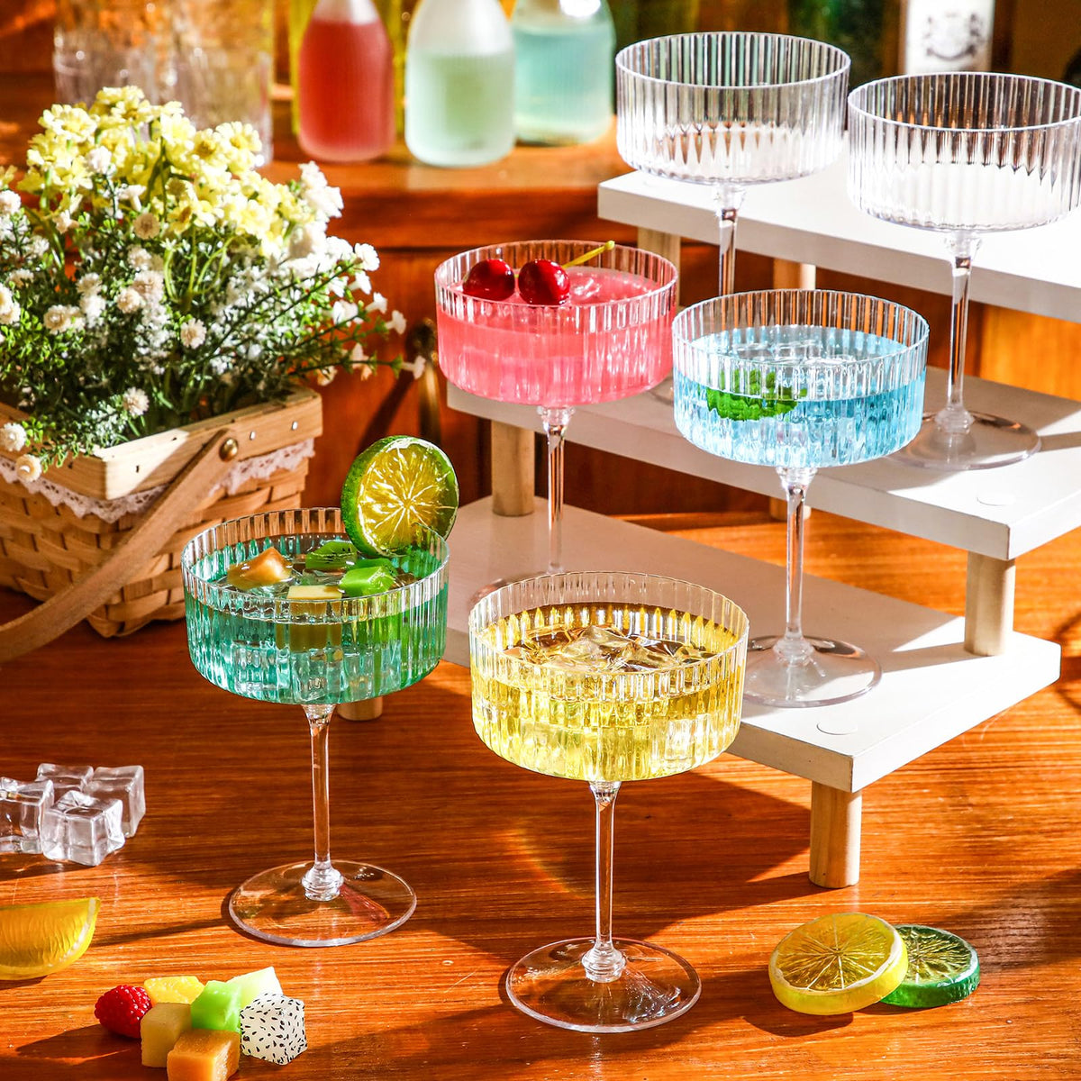 6 Pcs 10 oz Clear Plastic Martini Glasses G400