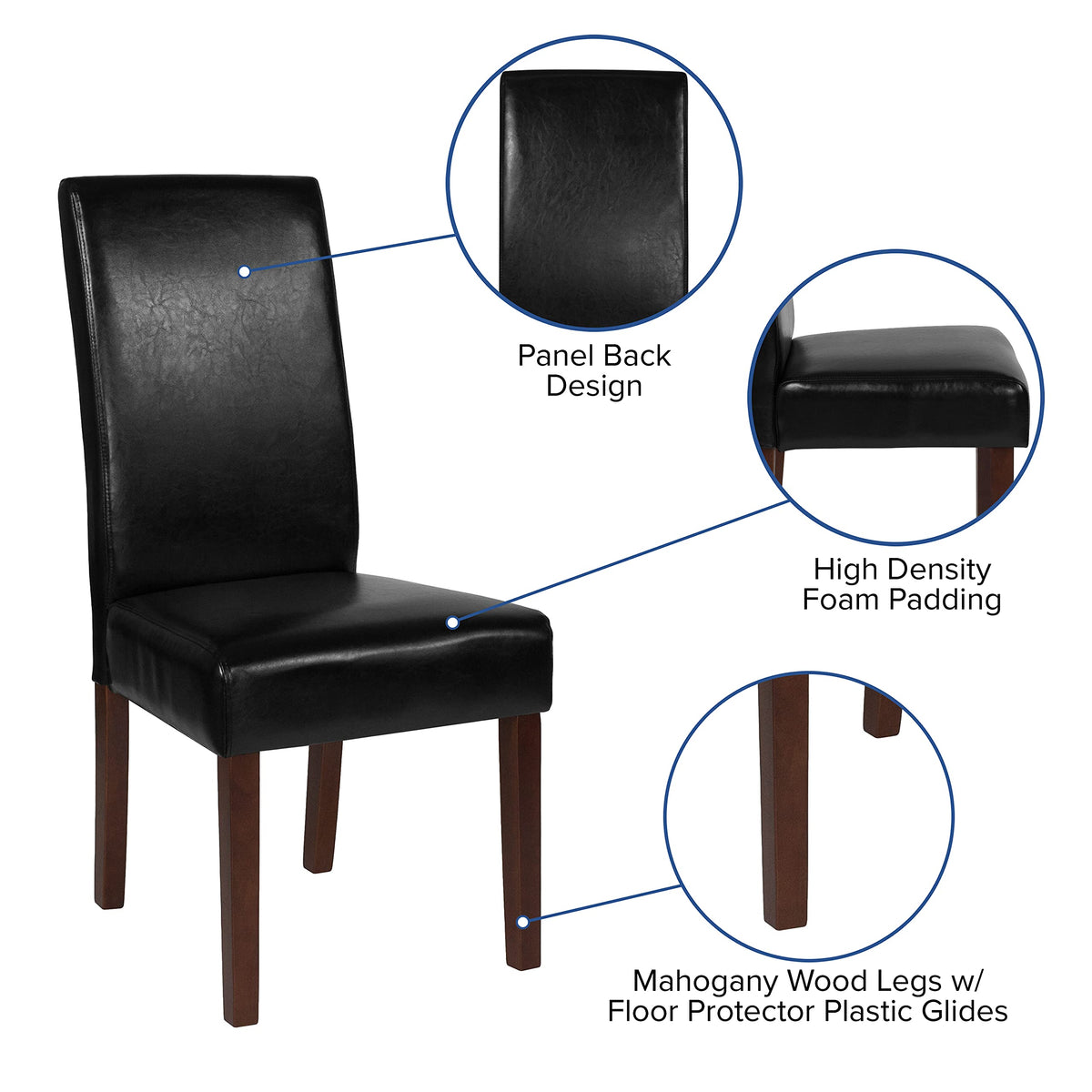 Black Faux Leather Parsons Chair 6-Pack O972