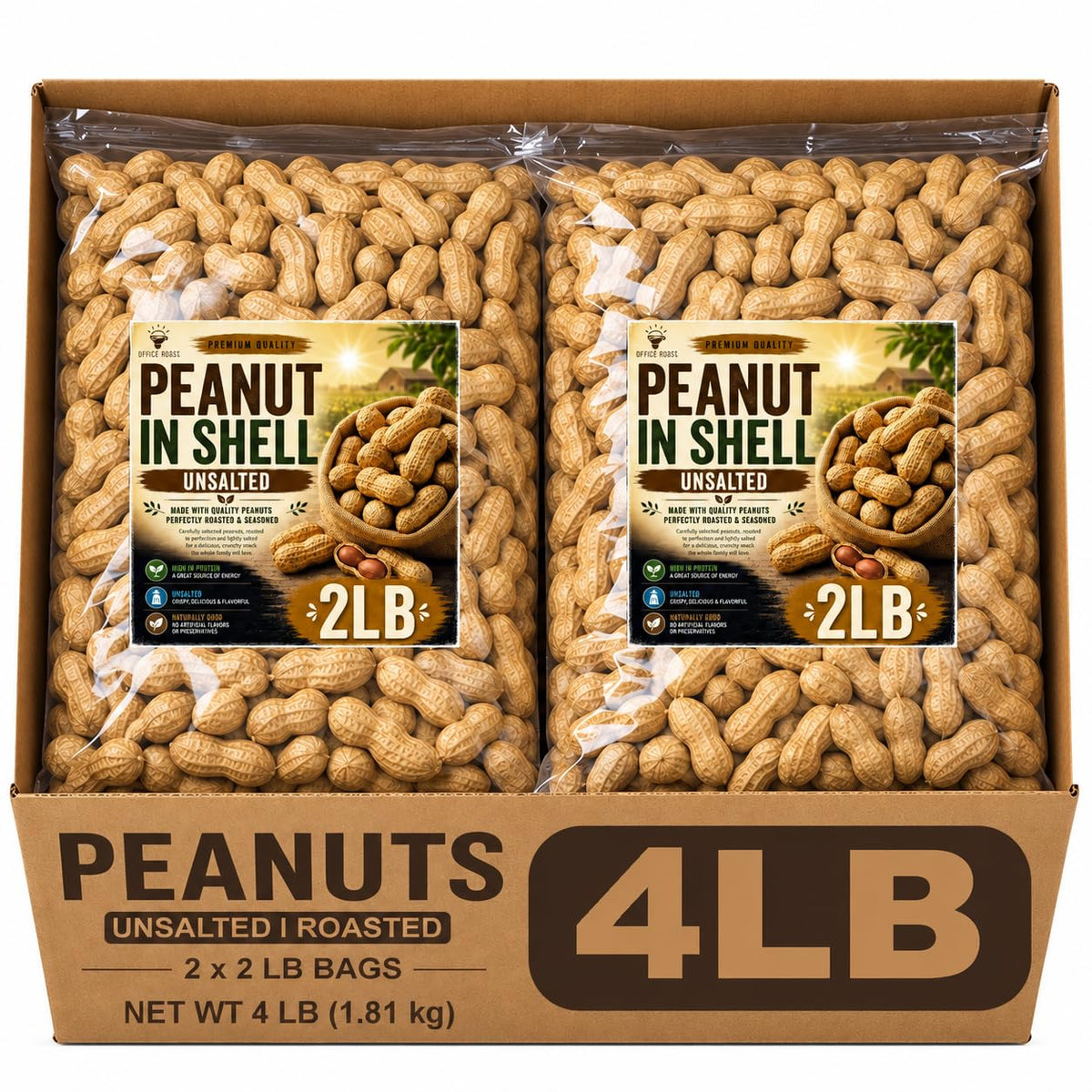 4 LB Unsalted Roasted Peanuts In Shell I1132
