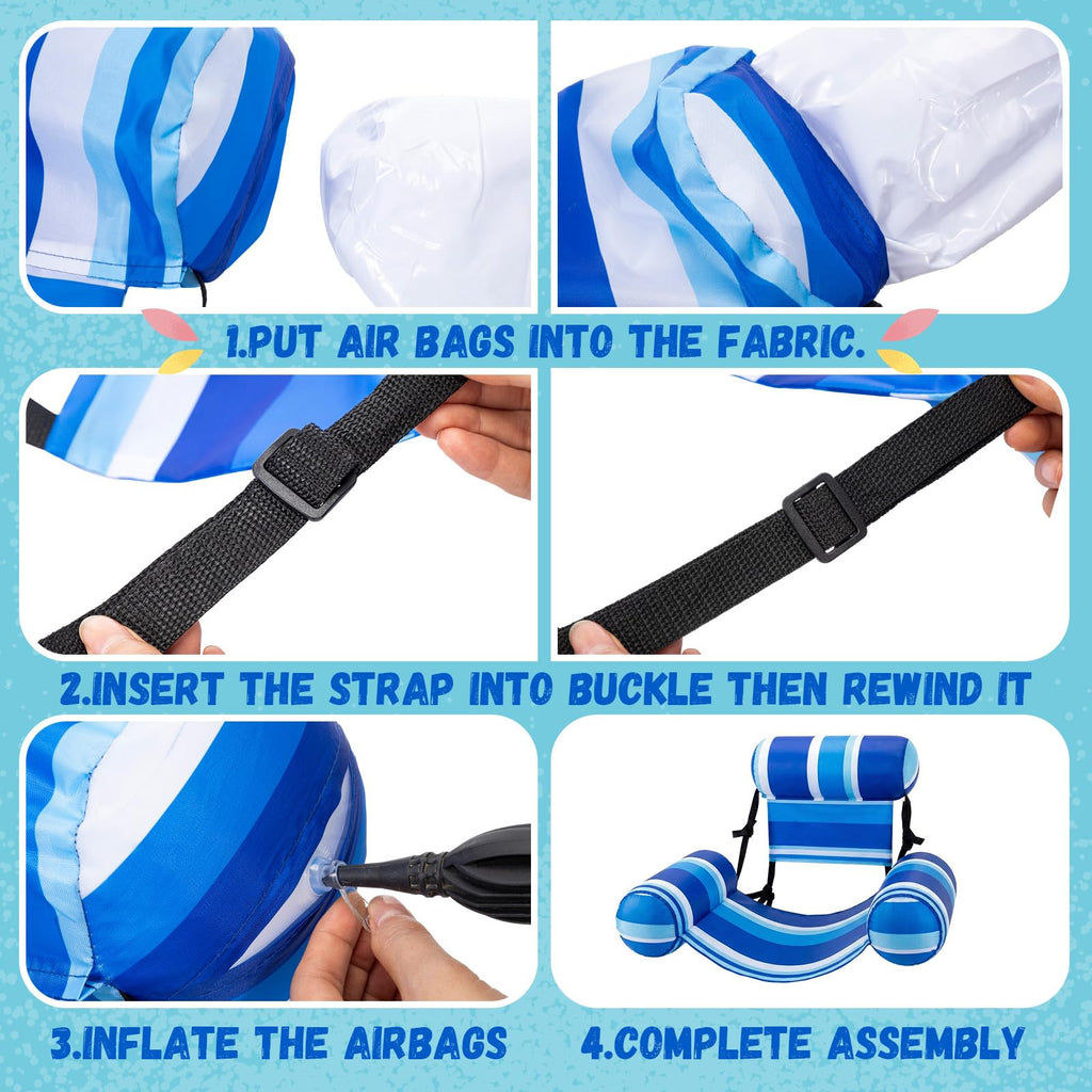 4 Packs Inflatable Pool Floats Chairs Q54869