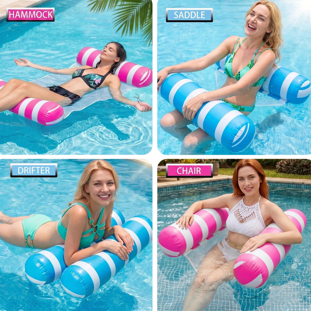 Inflatable Pool Floats Adult Size Water Hammock 4-in-1 Pool Lounge Chairs X406458