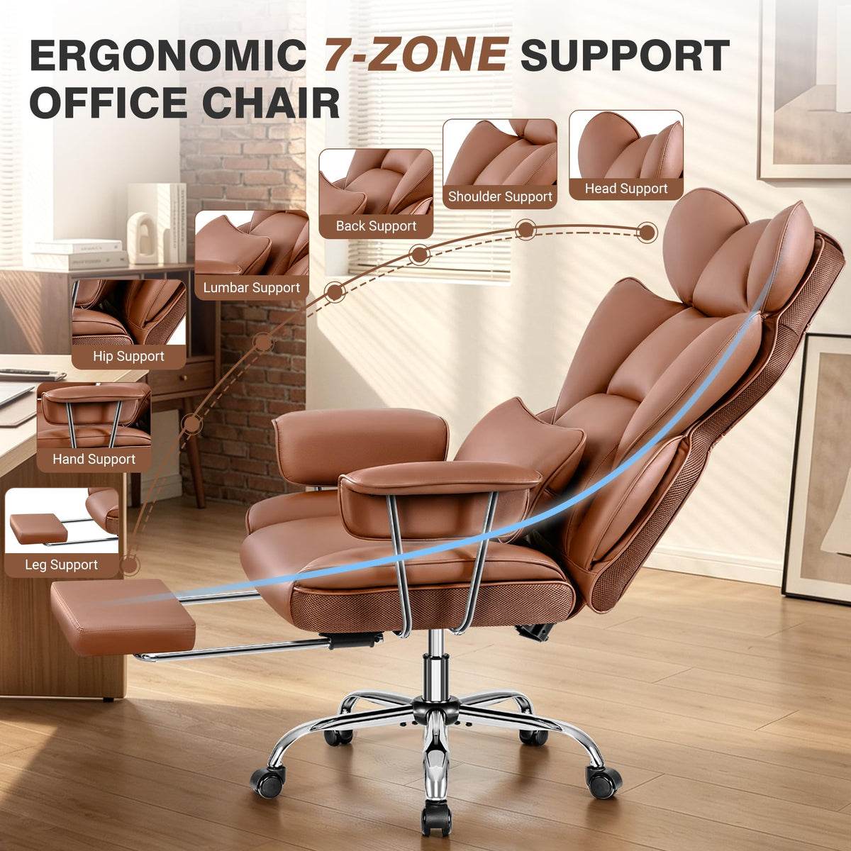 Big and Tall Leather Office Chair with Footrest G56062