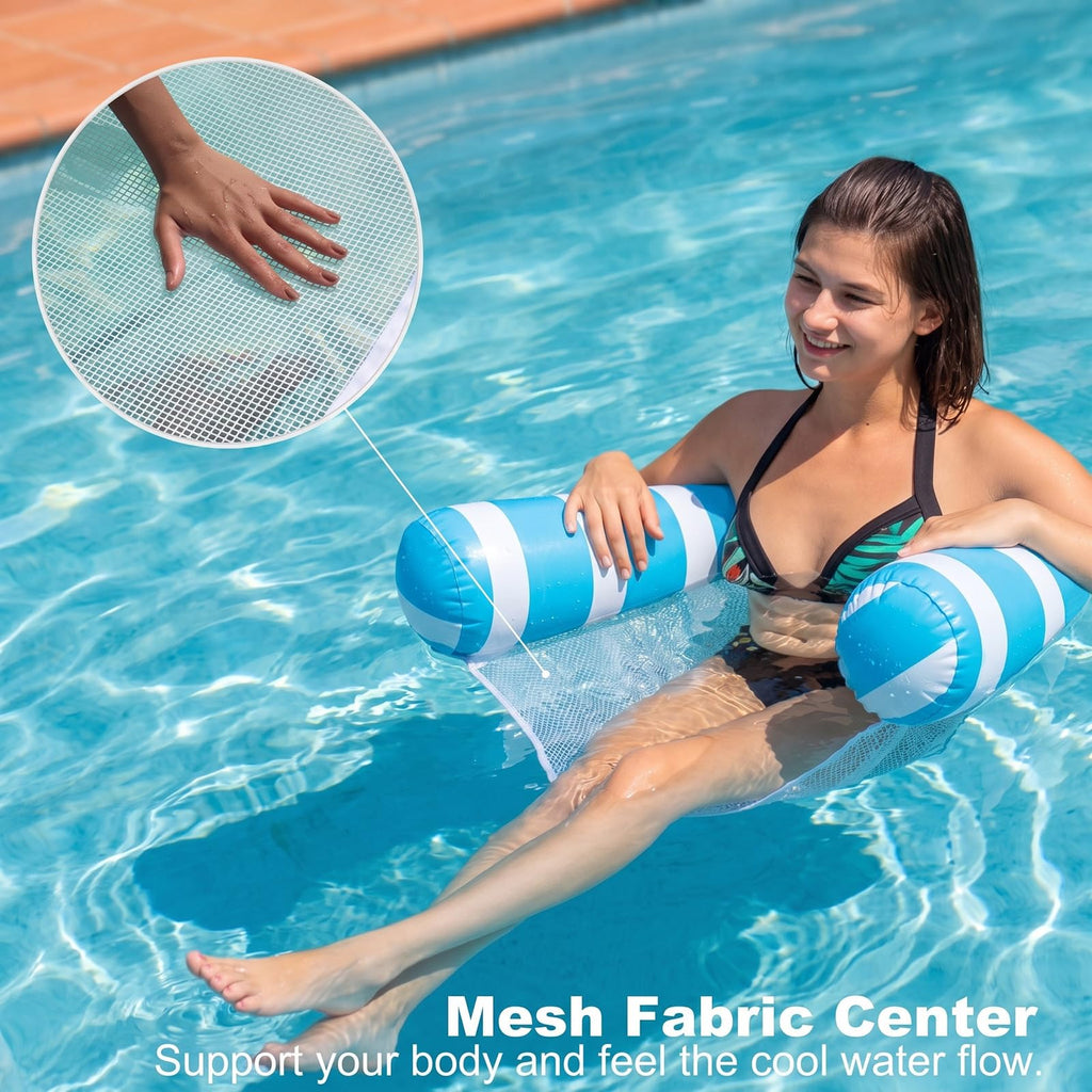 Inflatable Pool Floats Adult Size Water Hammock 4-in-1 Pool Lounge Chairs X406458