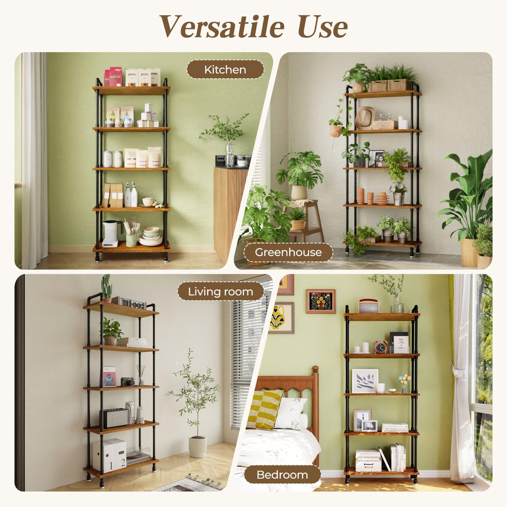 5 Tier Rustic Brown Bookshelf M19459