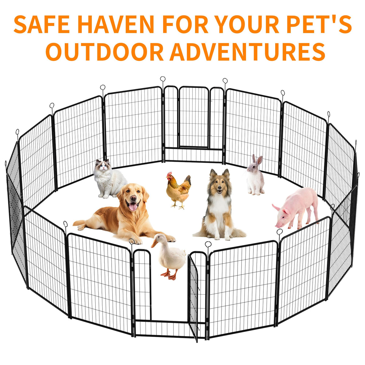 Heavy-Duty Iron Exercise-Pen System Portable Yard Camping Kennel Alternative T835