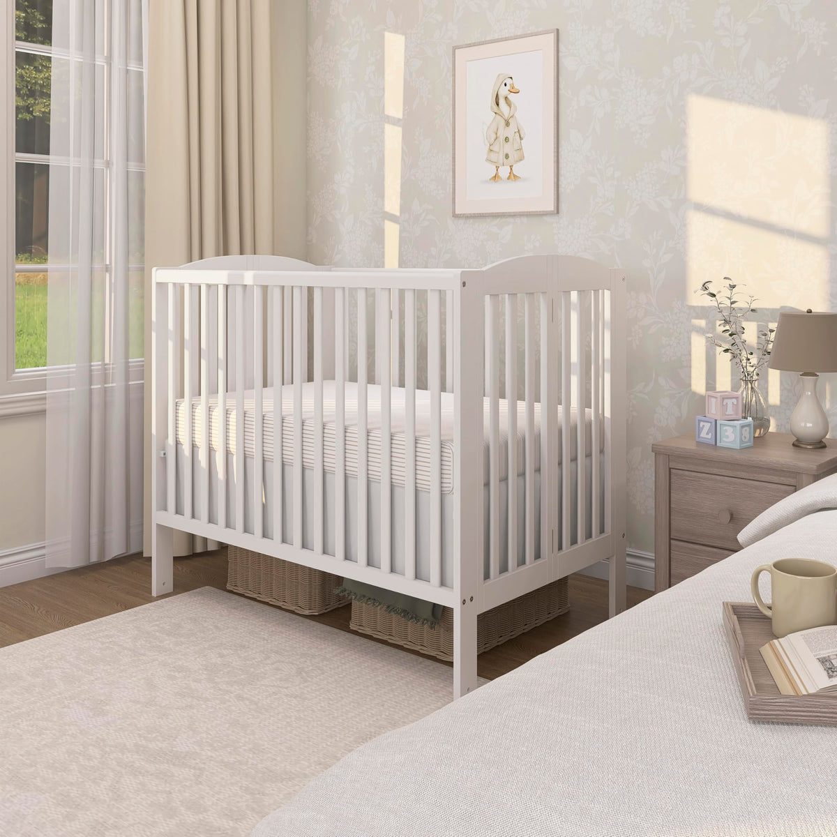 Full Size 2-in-1 Folding Baby Crib White U803