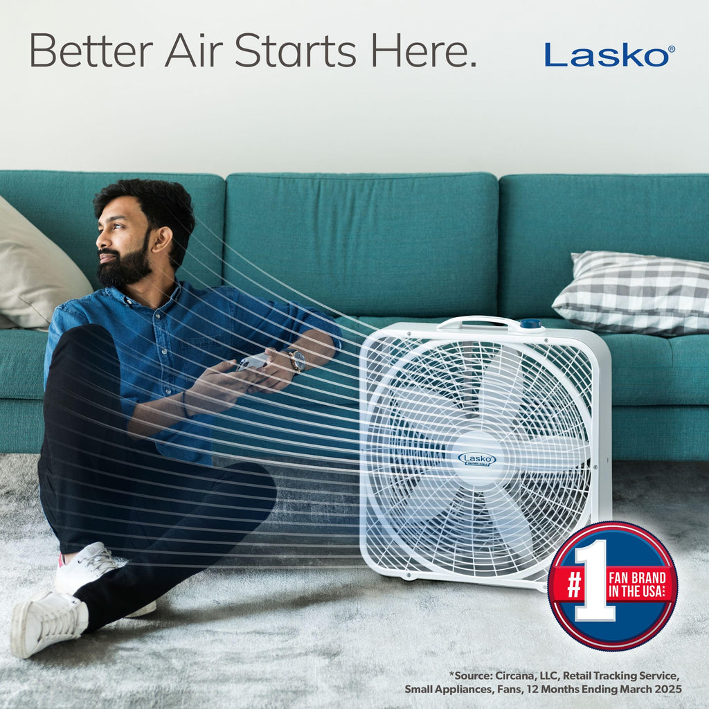 20 Inch 3 Speeds White Box Fan with Carry Handle Q679