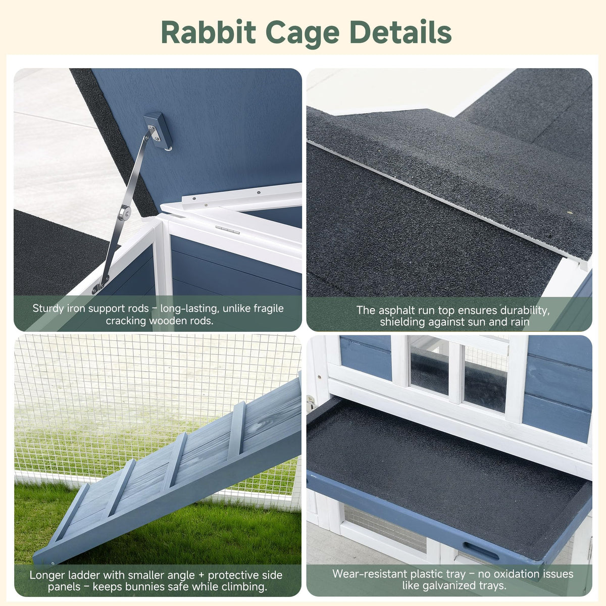 Wooden Rabbit Hutch with Pull-Out Cleaning Tray E954