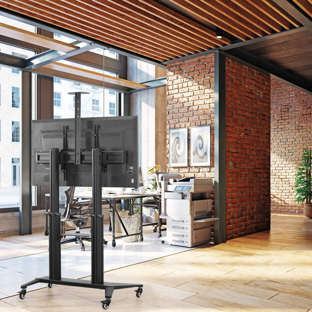 Aluminum Mobile TV Cart for 32 to 120 inch Screens up to 308 lbs, Black D55725