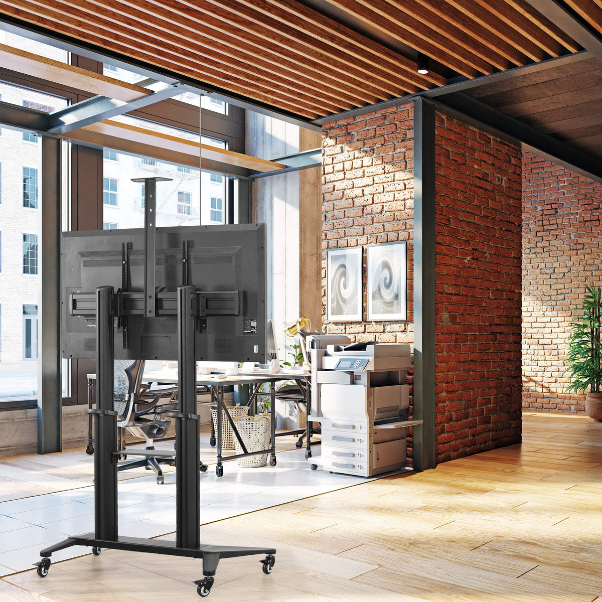 Aluminum Mobile TV Cart for 32 to 120 inch Screens up to 308 lbs, Black D55725