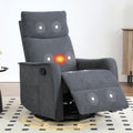 Dark Gray Swivel Rocker Recliner Chair with Vibration Massage and Heat U87057