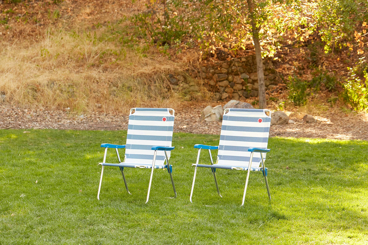 Folding Camp Lawn Chair 2 Pack Blue White F19841
