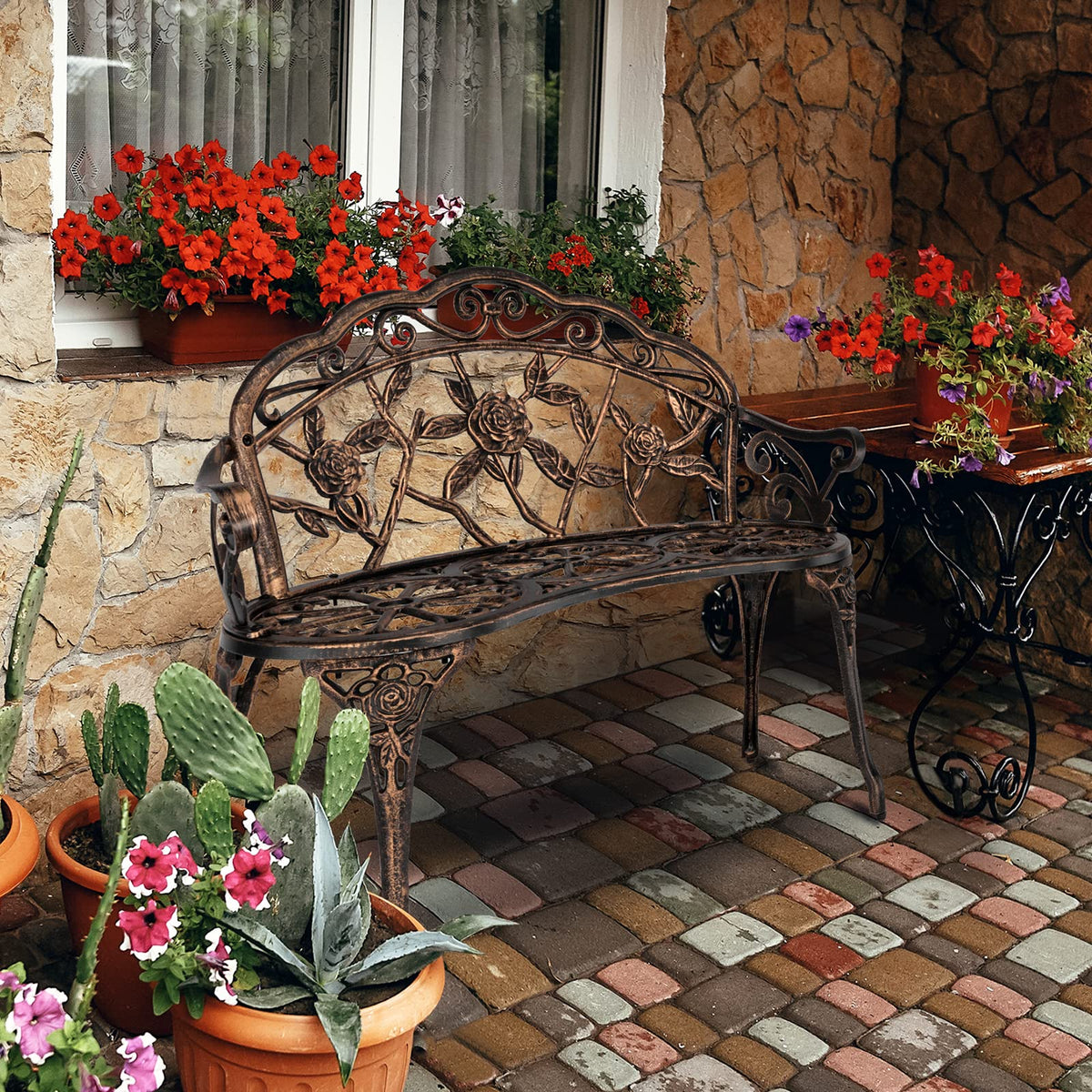 2 Seater Cast Iron Cast Aluminium Garden Bench U83960