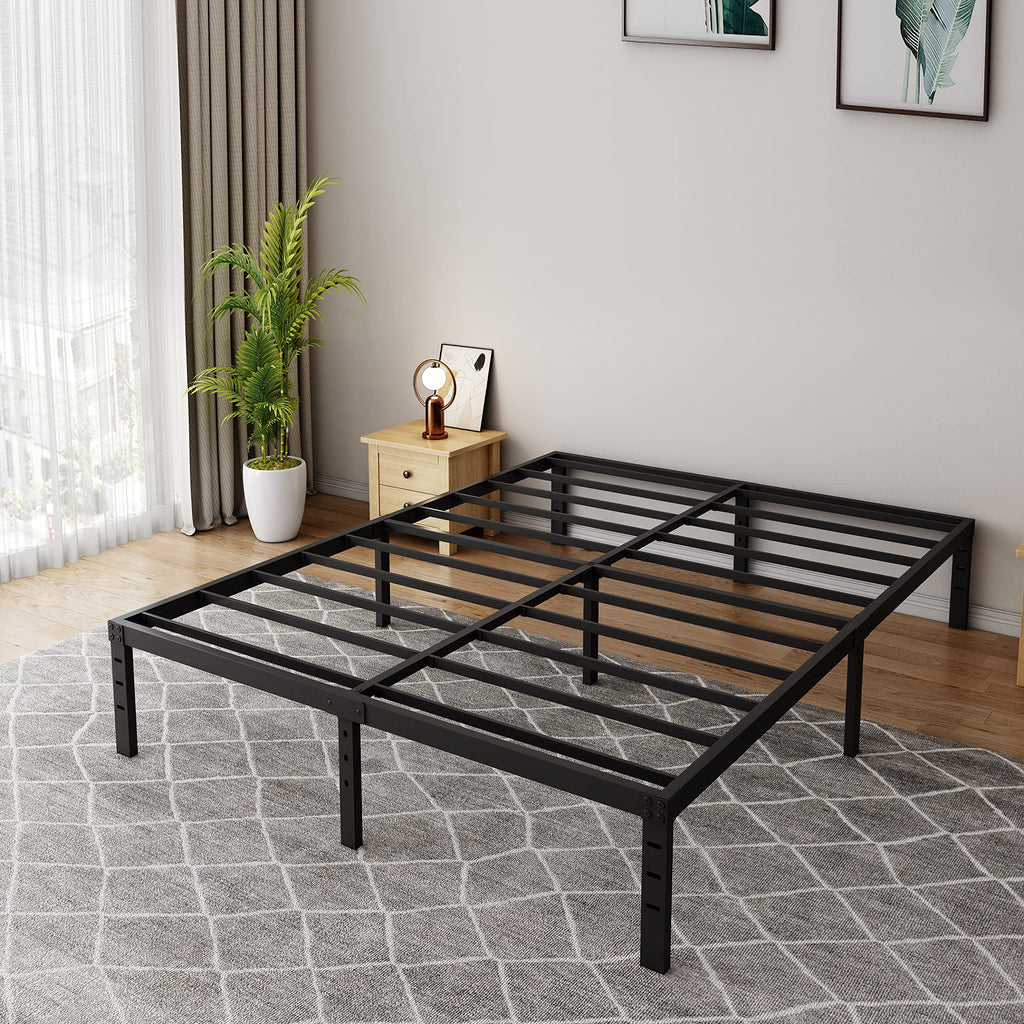 18 Inch Queen Metal Platform Bed Frame Heavy Duty Black Q99838