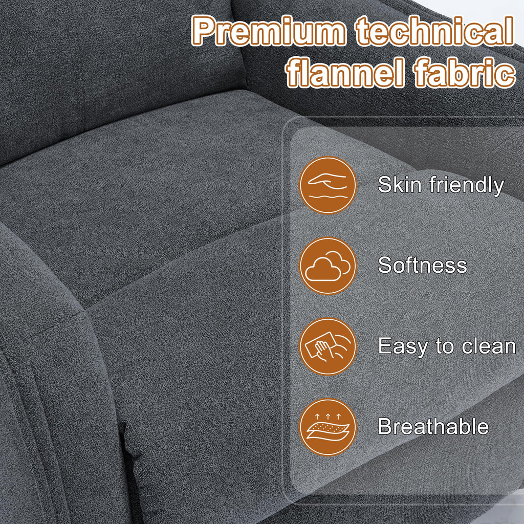 Dark Gray Swivel Rocker Recliner Chair with Vibration Massage and Heat U87057
